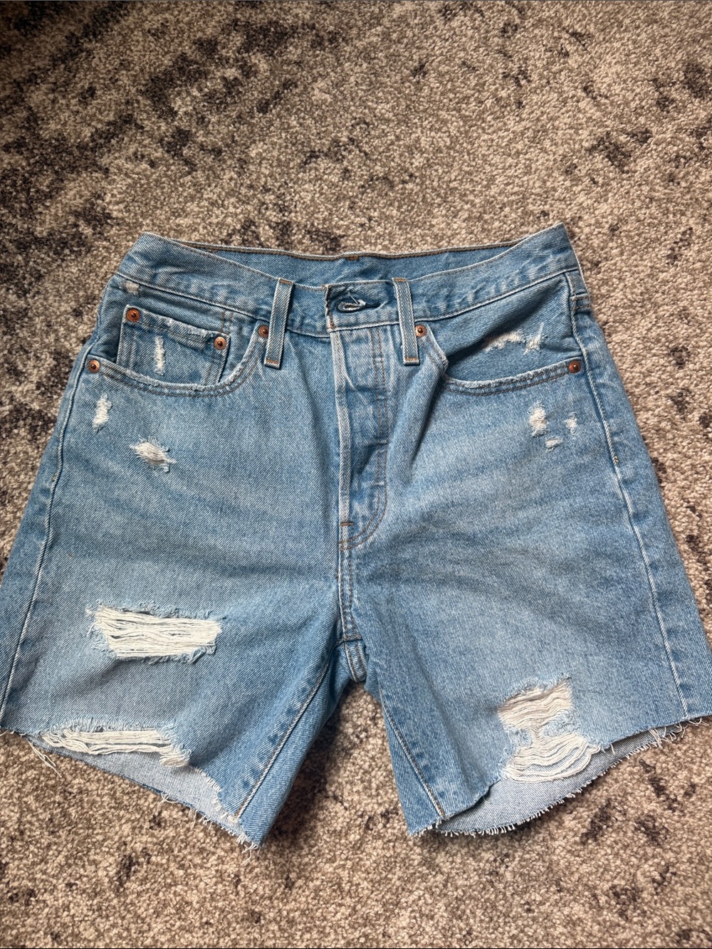 Levi's Light Blue Distressed Denim Cutoff Shorts